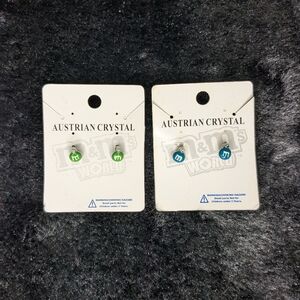 Two Pair M&M's Earrings With Austrian Crystal